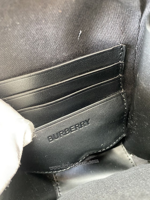 Burberry專門店新款黑色皮革斜背包 巴寶莉腰包當胸包斜跨包 yxb1237